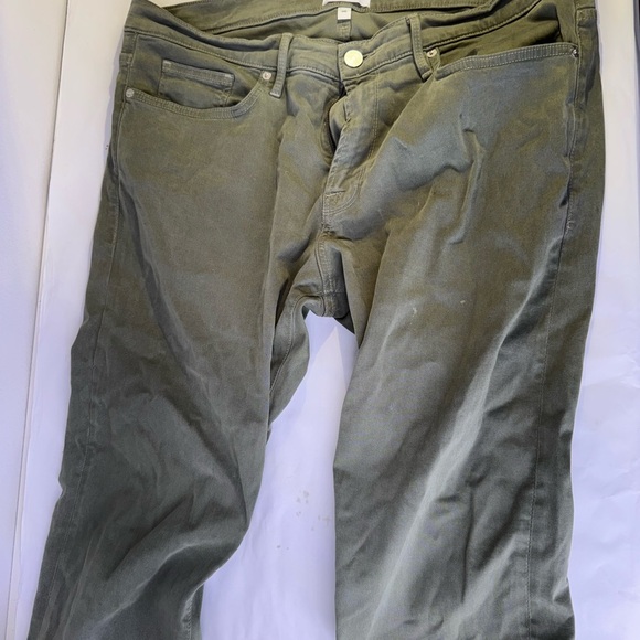 Used Frame Olive Green Pants L'Homme Slim-Fit Stretch Trousers mens sz 36 - Picture 1 of 5